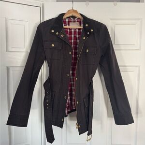 Vintage Banana Republic Navy Utility Jacket with Gold Details